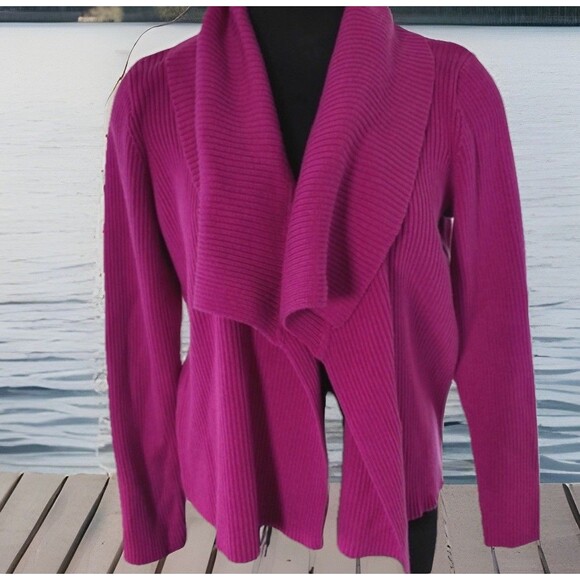EUC Chic Lauren Ralph Lauren Womens Sz S Open Cardigan Purple Western Preppy - Picture 1 of 5
